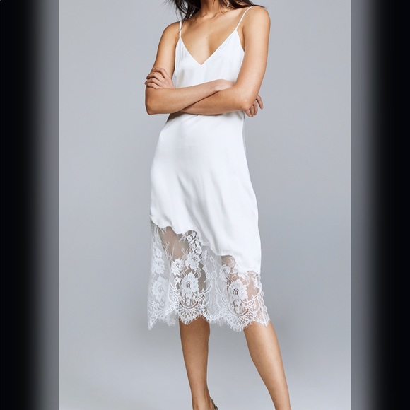 Cami NYC Size L Selena White silk & lace midi dress - Picture 2 of 7